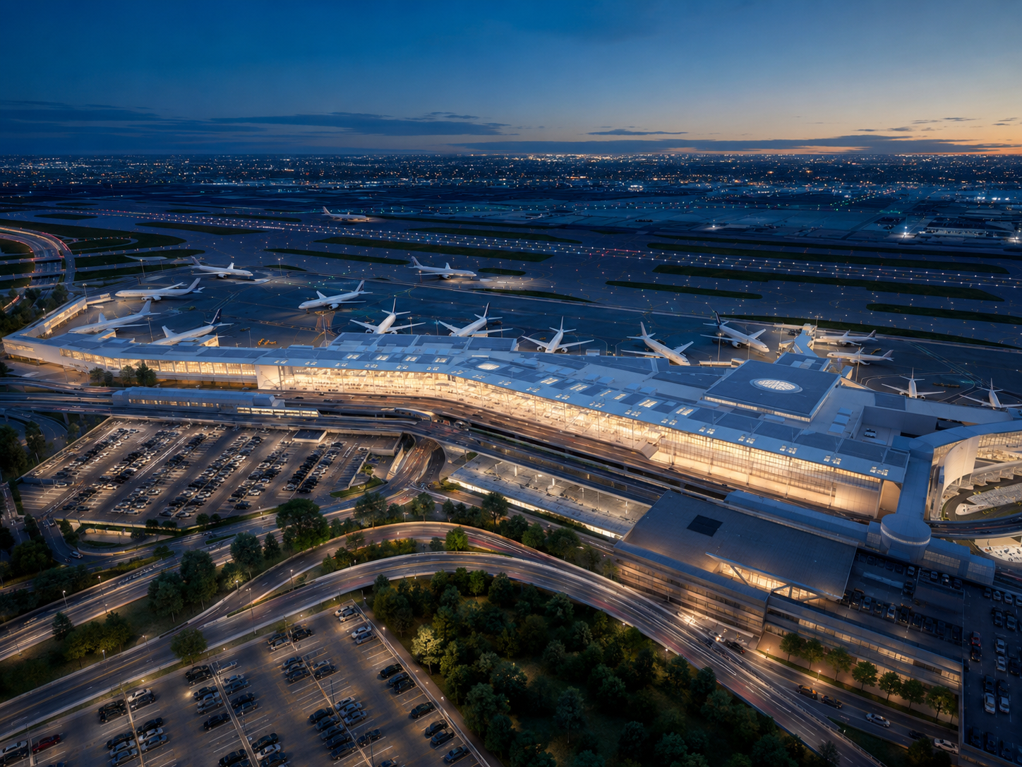 Ontario Airport at night